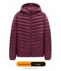 Men's Lightweight Hooded Down Jacket - Short Stand-Up Collar, Casual and Warm for Winter
