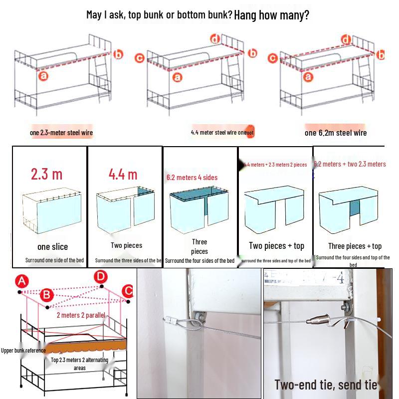 Retractable Steel Wire Curtain Cord for Bunk Bed Support and Hanging