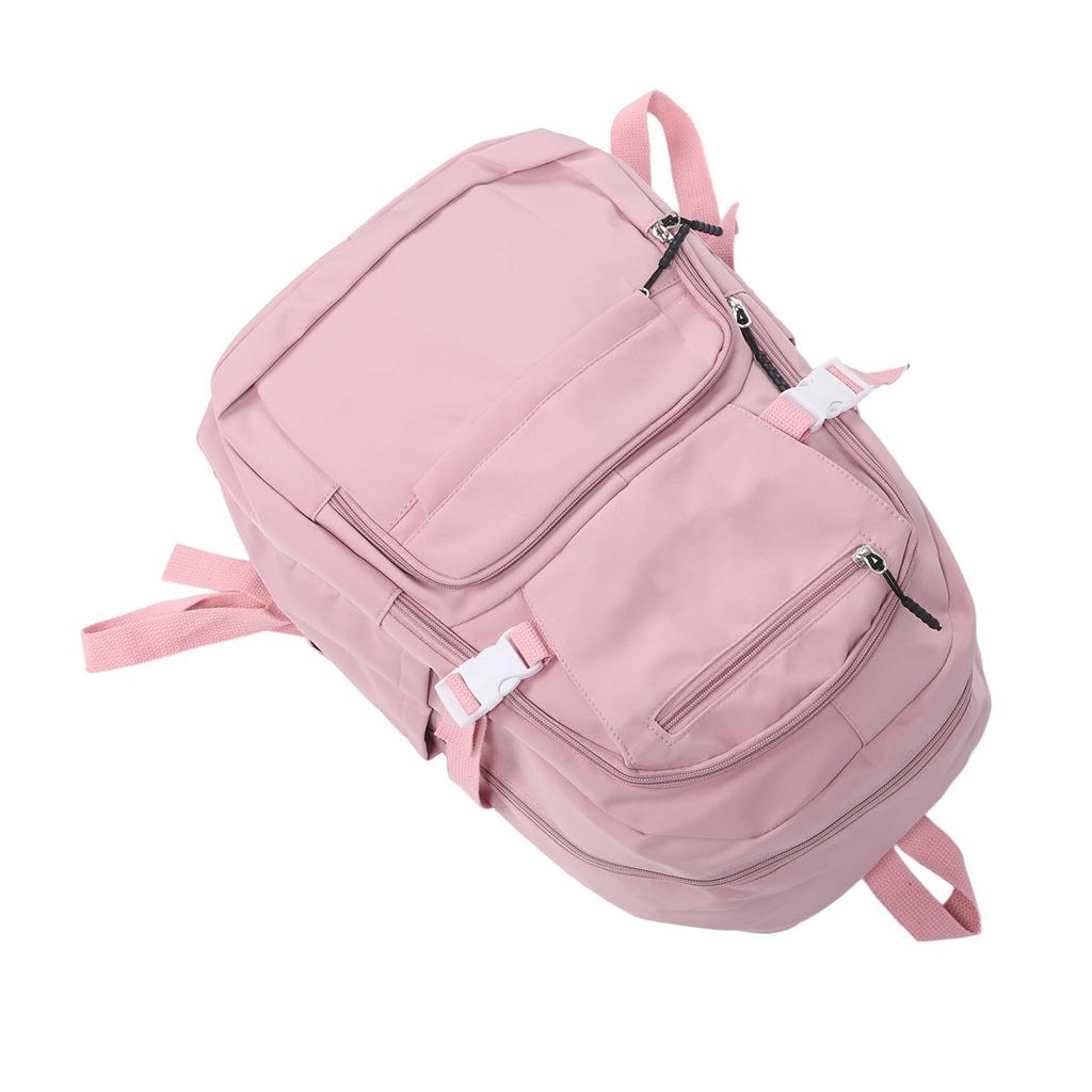 Women Travel Backpack Zipper Waterproof Adjustable Shoulder Strap Casual Carry On Laptop Backpack Pink 16in