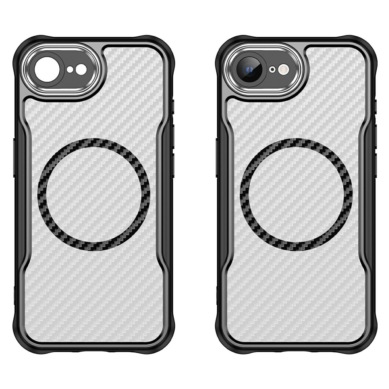 

For iPhone 16e Case Compatible with MagSafe Hybrid Phone Cover Carbon Fiber Blue