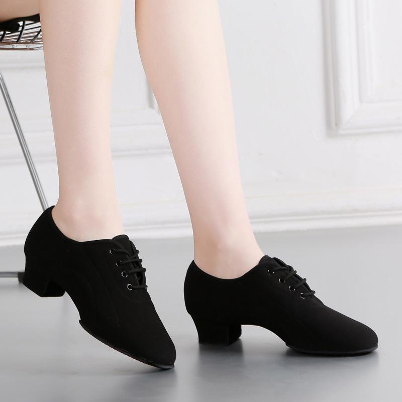 Scarpe da ballo da allenamento con tacco basso per jazz moderno in tessuto Oxford da uomo e da donna Scarpe da ballo professionali per yoga