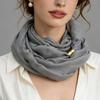 French Style Magnetic Buckle Scarf Magnet Clasp Silk Scarf Elegant Neck Scarf  Autumn