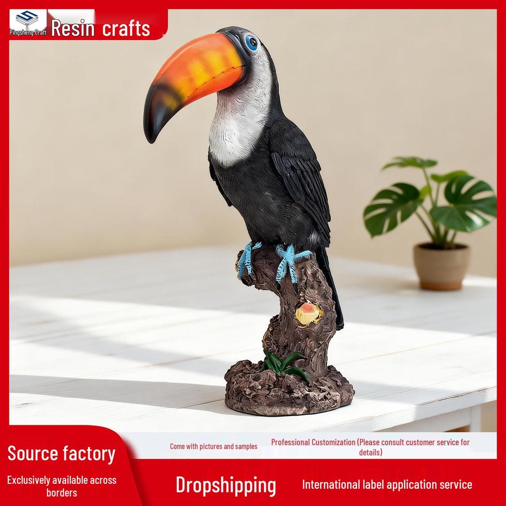 Toucan Figurine Pastoral Style Decorative Craft for Living Room, Wine Cabinet, TV Stand, Balcony, and Entrance Hall