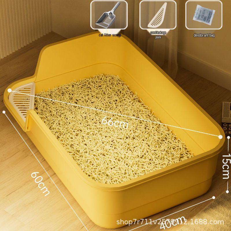 Extra Large Semi-Enclosed Anti-Tracking Plush Cat Litter Box
