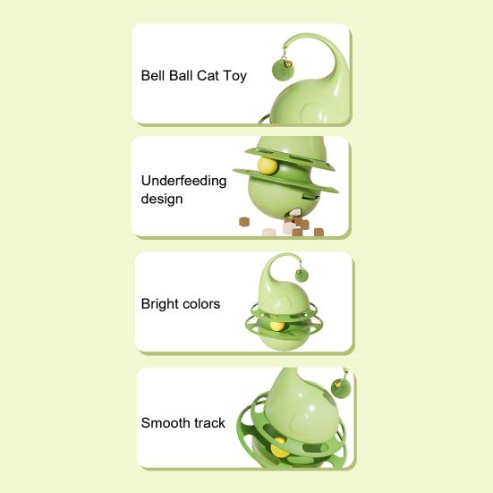Interactive Tumbler Cat Toy Funny Puzzle Cat Food Dispenser with Fluffy Ball And Bell Self Play Kitten Enrichment Toy for Indoor Cats