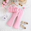 Girls' Fashion Set: Summer Children's Solid-Color Tank Top with Tulle + Flared Pants Set