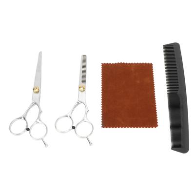 Barbierschere Set Silber Ergonomisches Design Gebogener Griff Professionelle Ausdünnschere für Haare