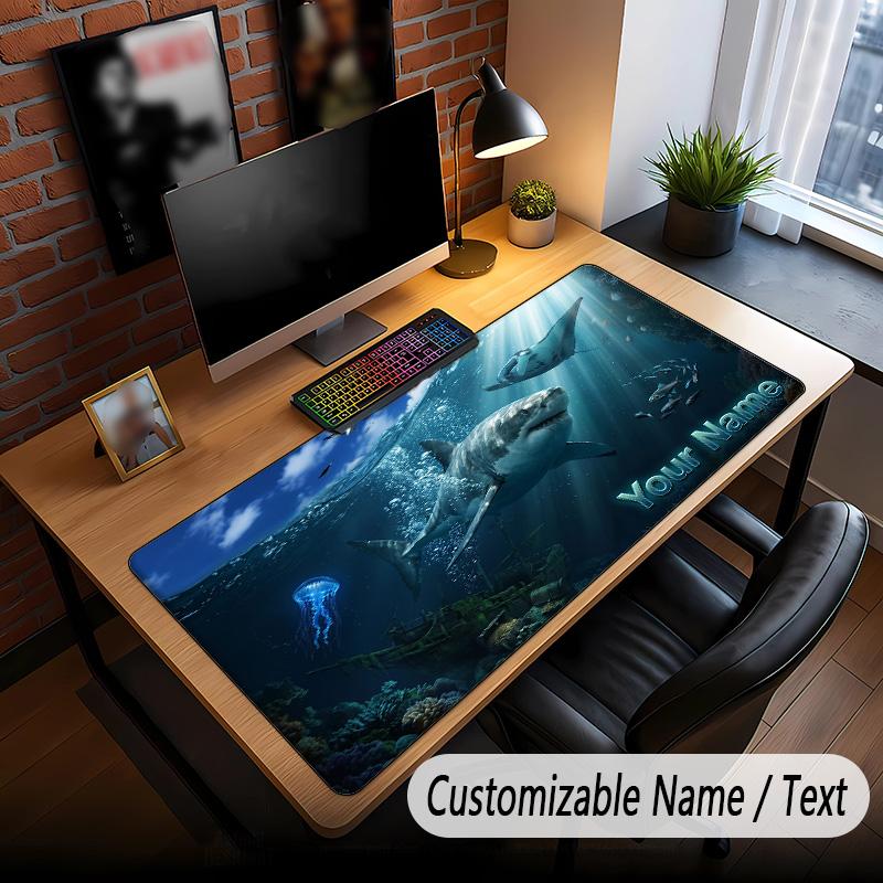 Fish Ocean Theme Custom Mouse Pad Personalized With Name Text Customized Desk Mat For Office Home Decor
