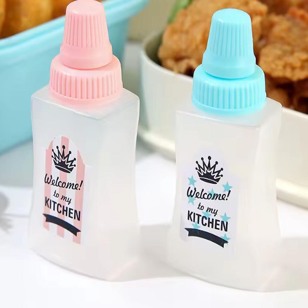 4pcs-Mini Sauce Bottle Refillable Ketchup Honey Salad Containers Bottles Portable Sauce Jars Lunch Box Dressing Dispensers Box
