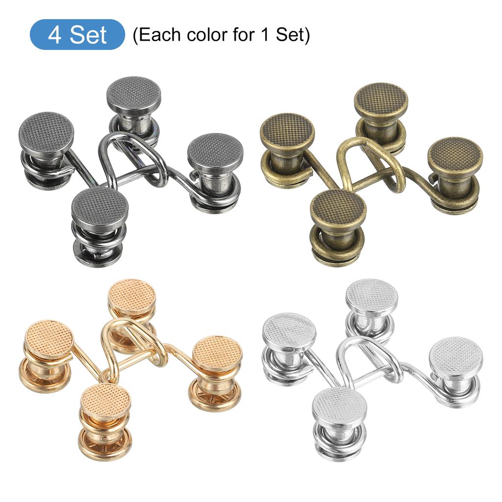 4 Set Pants Waist Tightener Adjustable Buttons for Jeans Waist Extender Buckle Waistband Button Pins for Jeans Pants 4 Colors