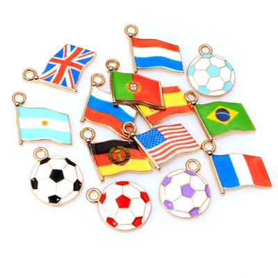 20 stuks Email Voetbal Nationale Vlaggen van Verschillende Landen Bedeltjes Hanger DIY Sieraden Maken Accessoires voor Ketting Oorbellen
