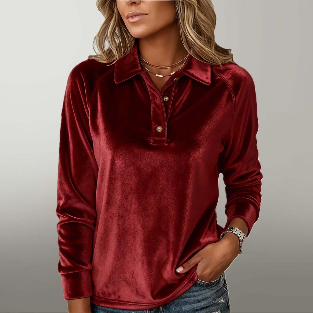 Women's Asymmetrical Long Sleeved Collar Shirt Top