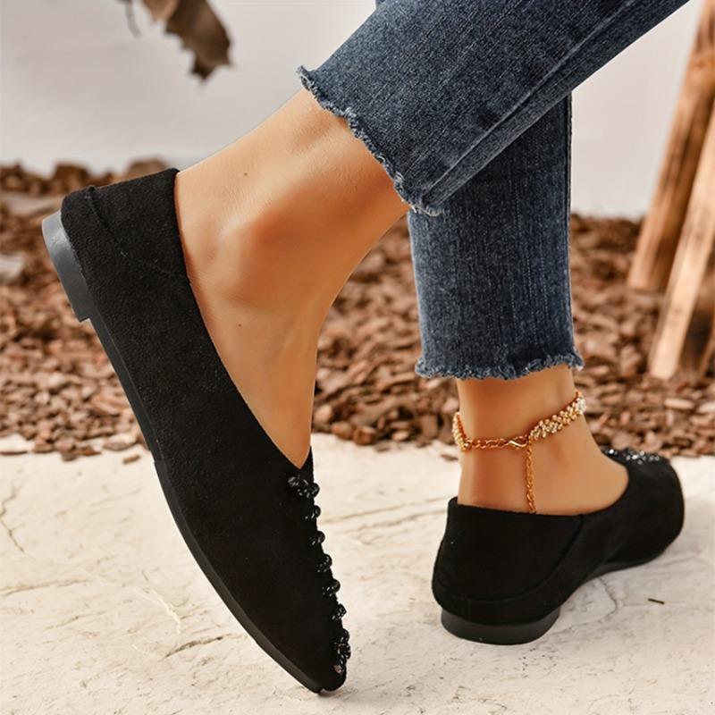 Fashion Retro Pointed Toe Shallow Mouth Flat Single Shoes Women's Spring New Cloth Front Lace-up Soft Slip Non-slip Low-top Shoes