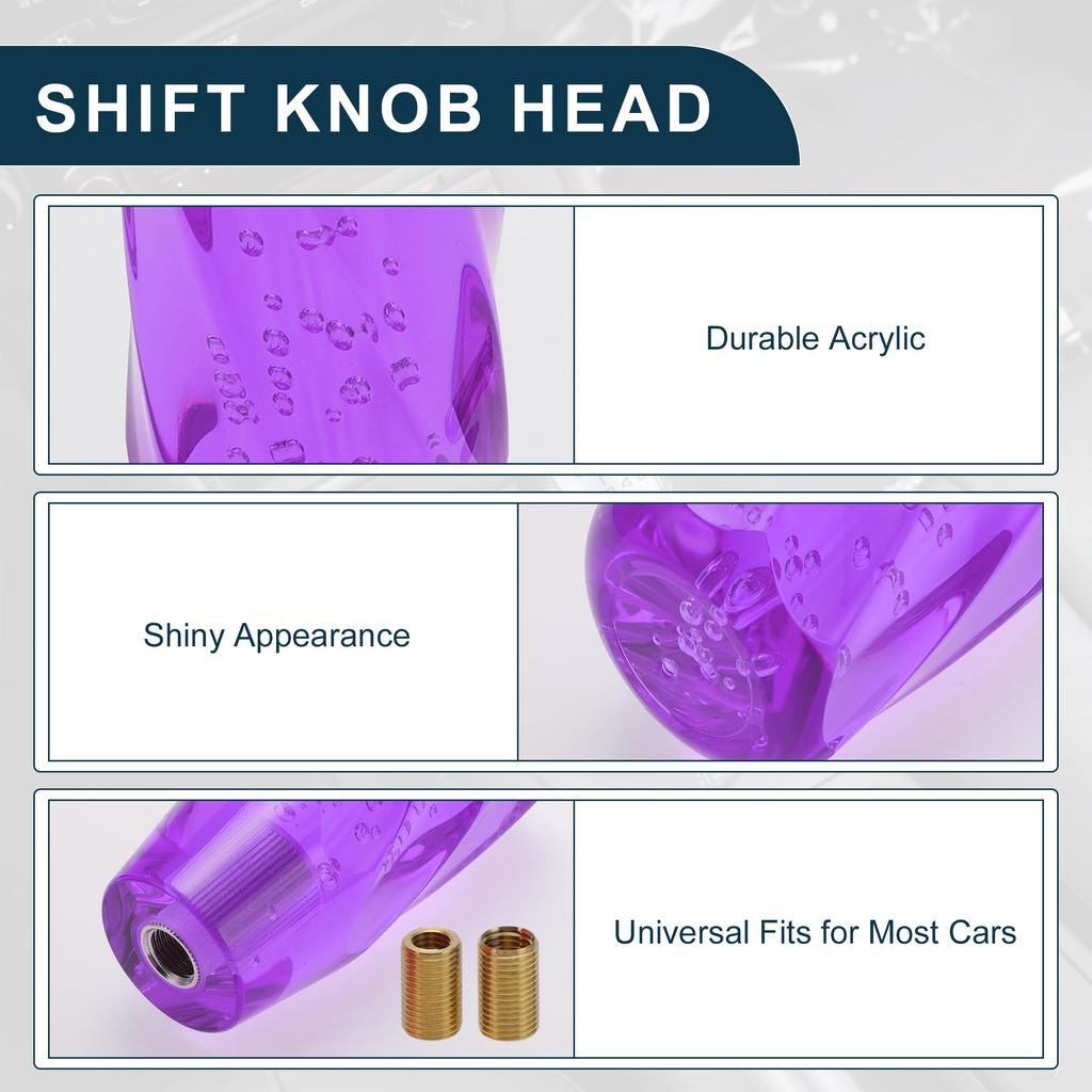 TUCKBOLD Front Car Shift Knob 15cm Purple with 3 Adapters
