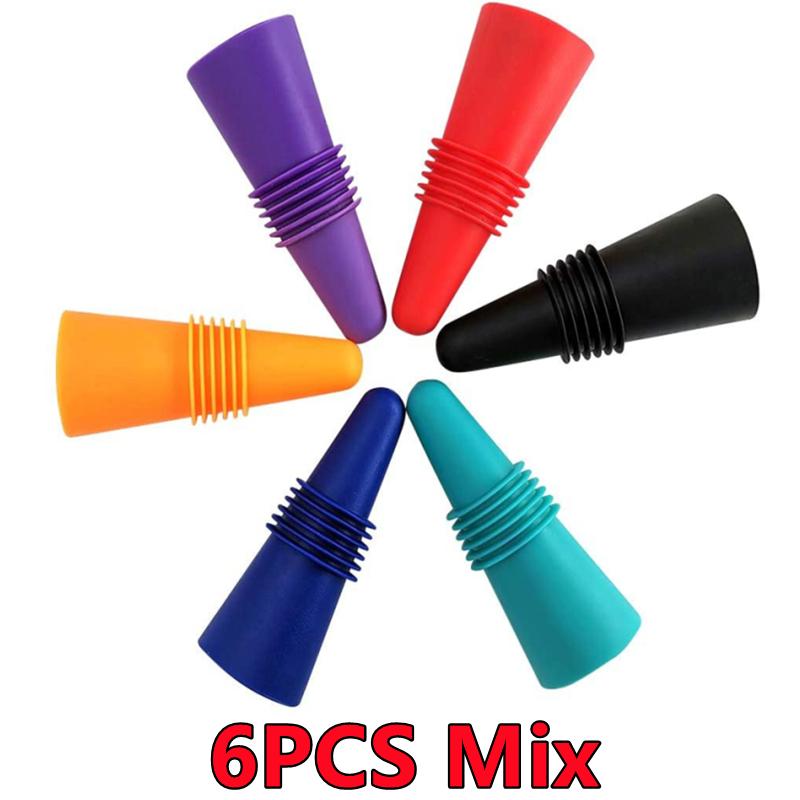 New 6/2/1PC Silicone Wine Bottle Stopper Set Whiskey Leak Proof Beer Champagne Bottle Cap Closer Wine Cork Lid Bar Accessories