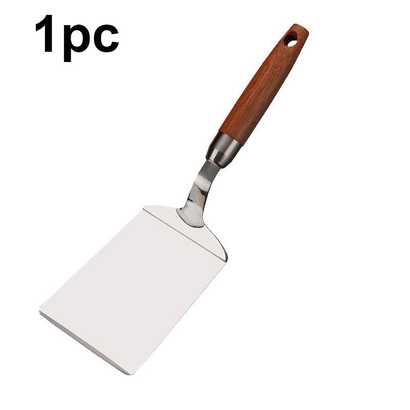 

Stainless Steel Square Head Steak Cooking Spatula 1/2pcs Wooden Handle Pizza Shovel Pancake Beef Turner Scraper Kitchen Utensils