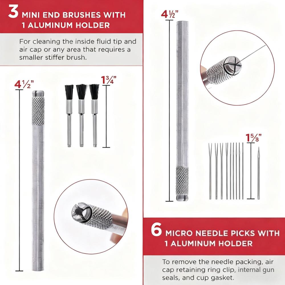 23/17PCS Professional Spray Gun Cleaning Brush Spray Gun Cleaning Kit Cleaning Tools Paint Brush Cleaning Needle