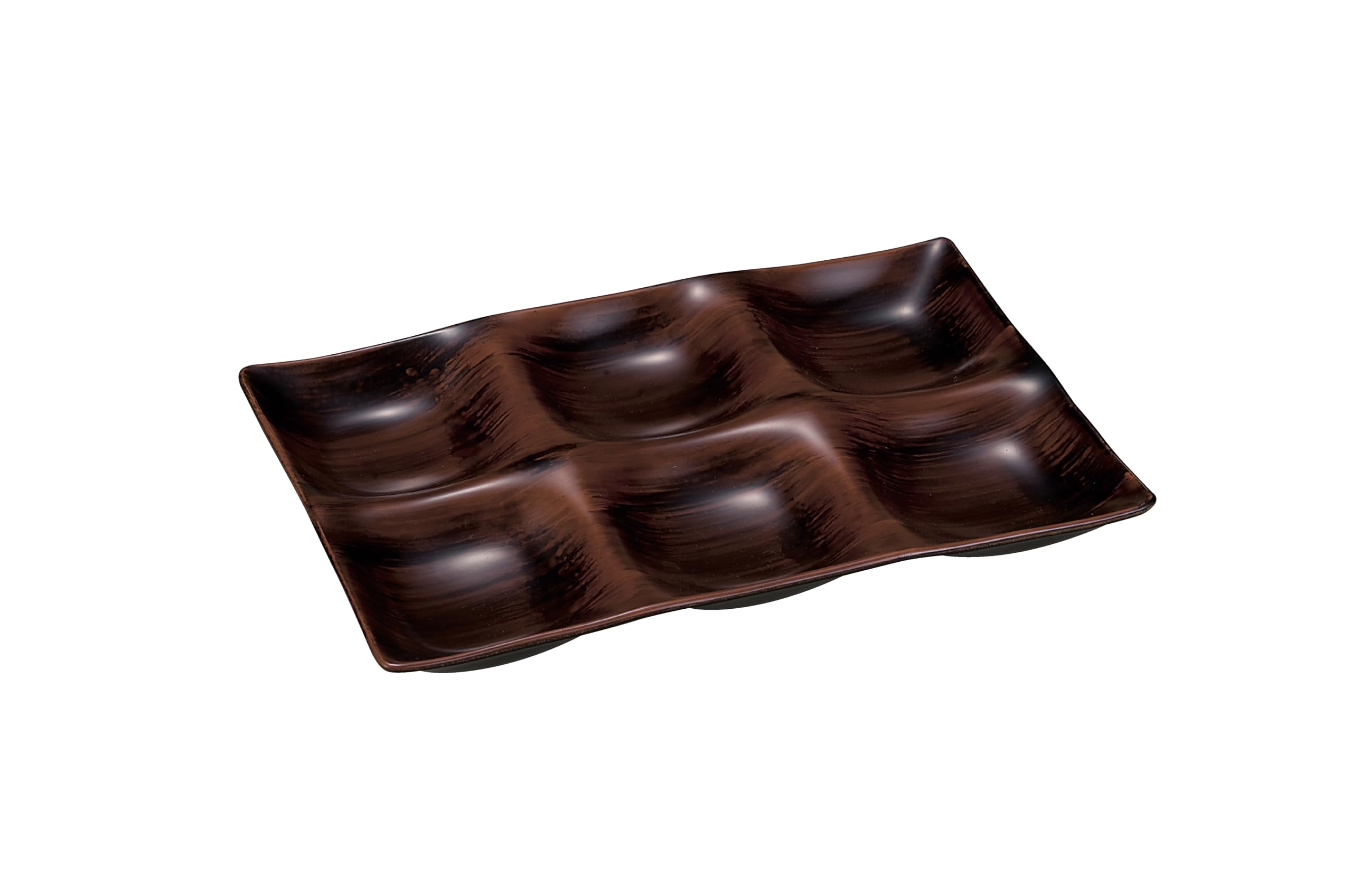 Wakaizumi Lacquerware Buffet Dishwasher TA Rosewood Lacquer Plate, Safe, Six-Hole Plate, (Black Backing), M-17-52