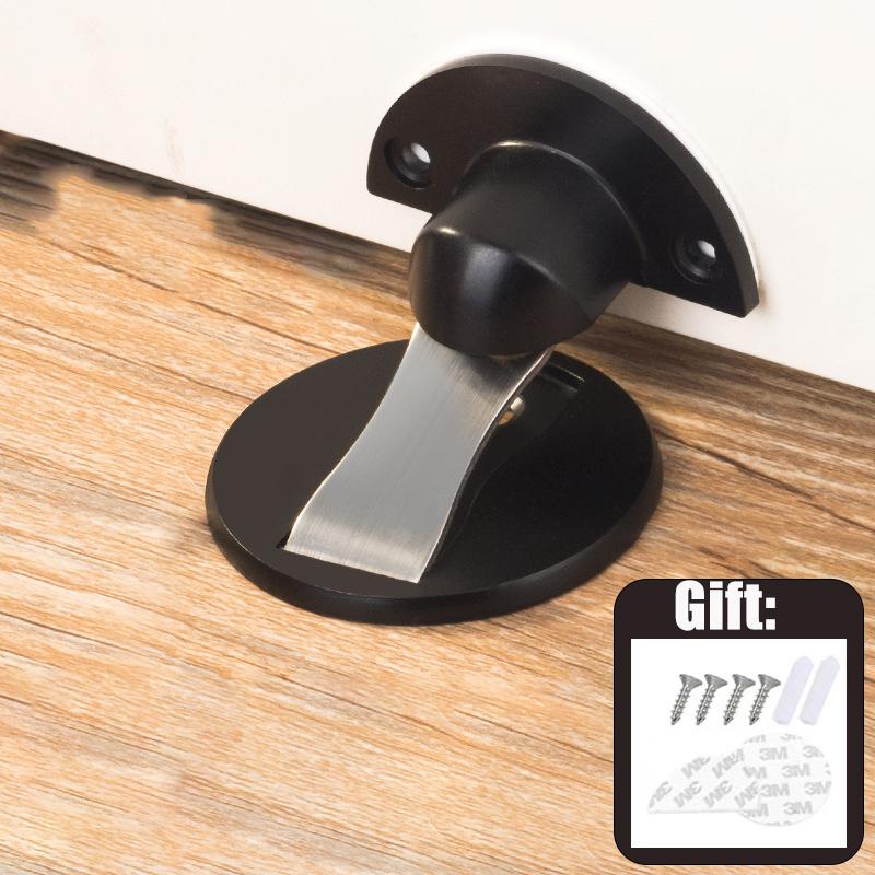 Dop de ușă invizibil puternic magnetic din aliaj de zinc, anti-coliziune, fără găurire, suporturi de ușă cu opritor, montat pe podea, opritor de ușă fără cuie