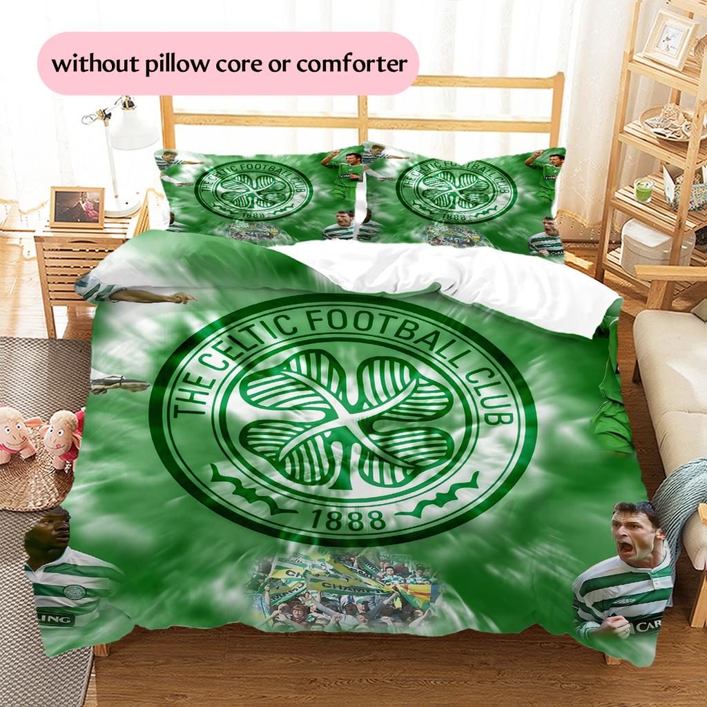 Motif Écusson du Celtic FC Literie Décoration de Maison Cadeau d'Anniversaire (1 housse de couette + 2 taies d'oreiller, sans garniture.)