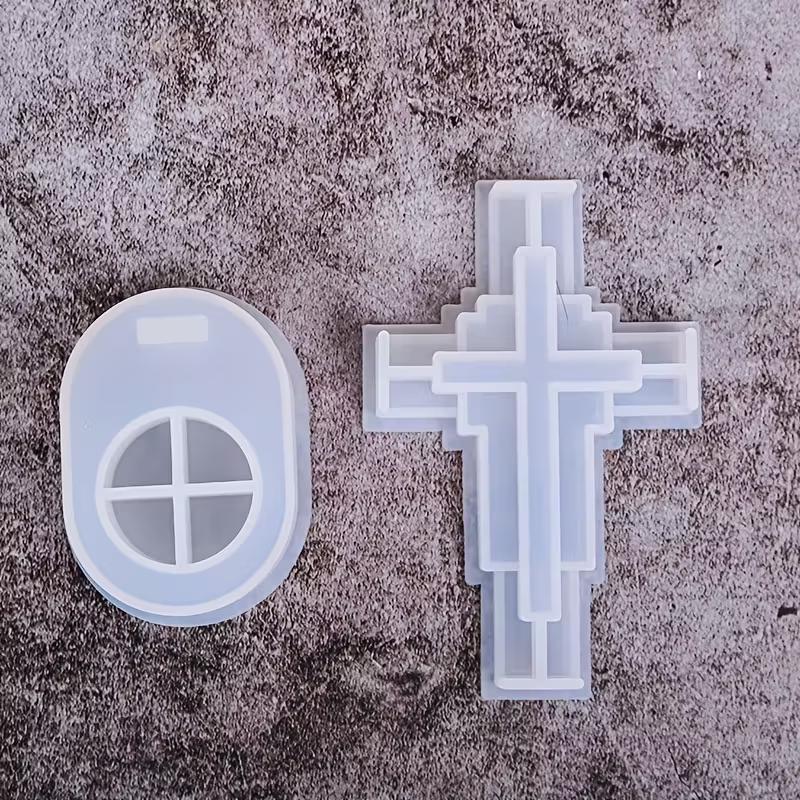

1Set Unique Cross Candle Holder Molds 3D Candlestick Silicone Mold for DIY Resin Casting Crafts and Cement Home Decorations