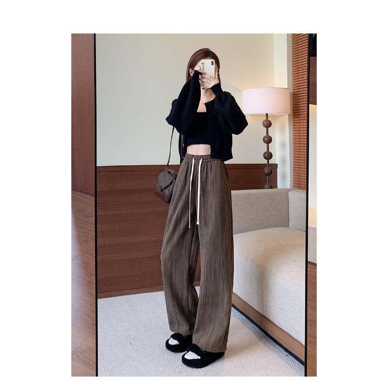 Velvet Thickened Tie-dye Corduroy Wide-leg Pants High Waist Draping Loose Slimming Pants Casual Floor Straight Pants Women