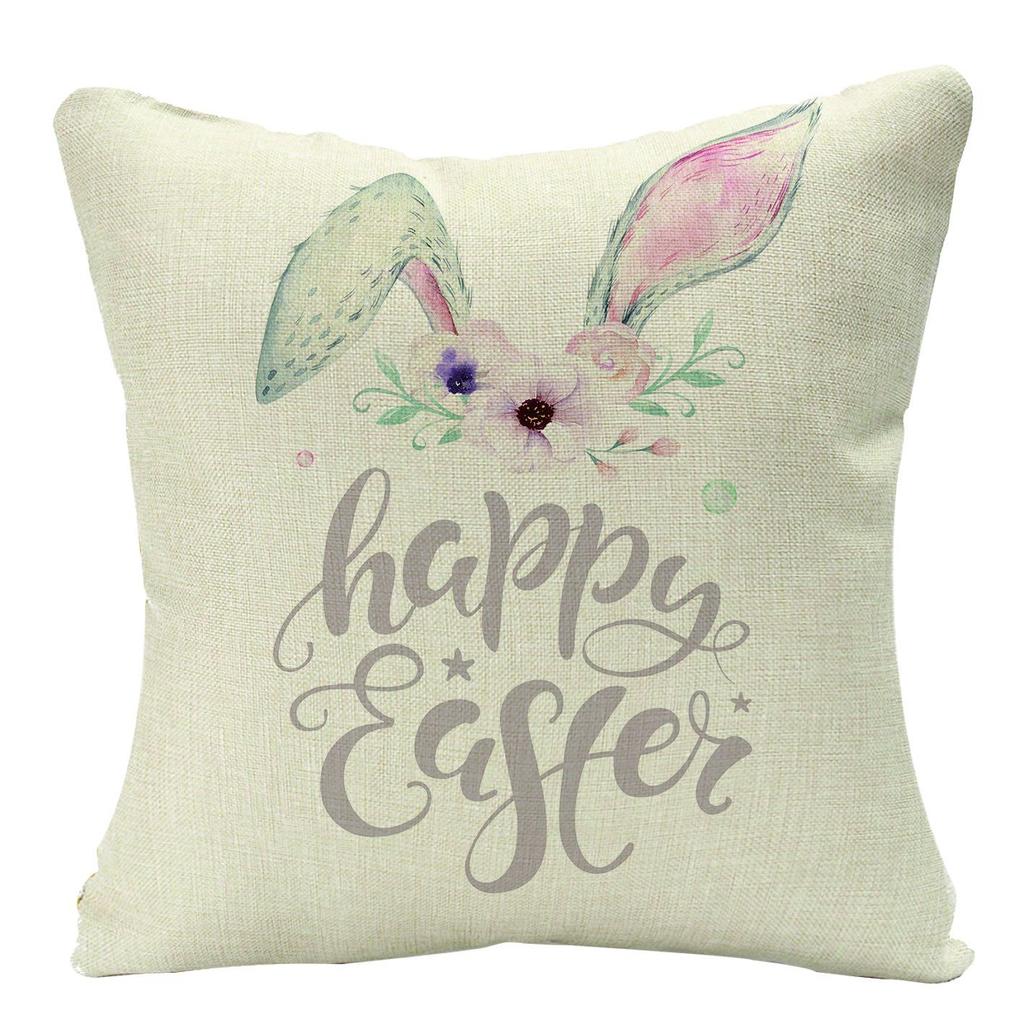 New Easter Bunny Linen Pillow Cover Home Sofa Pillow Cushion Cover