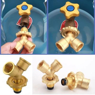 Brass Valve Fittings Y-shaped 4-point Three Way Valve with Switch Stress Relief Gas Splitter Adapter Liquefied Gas Tank