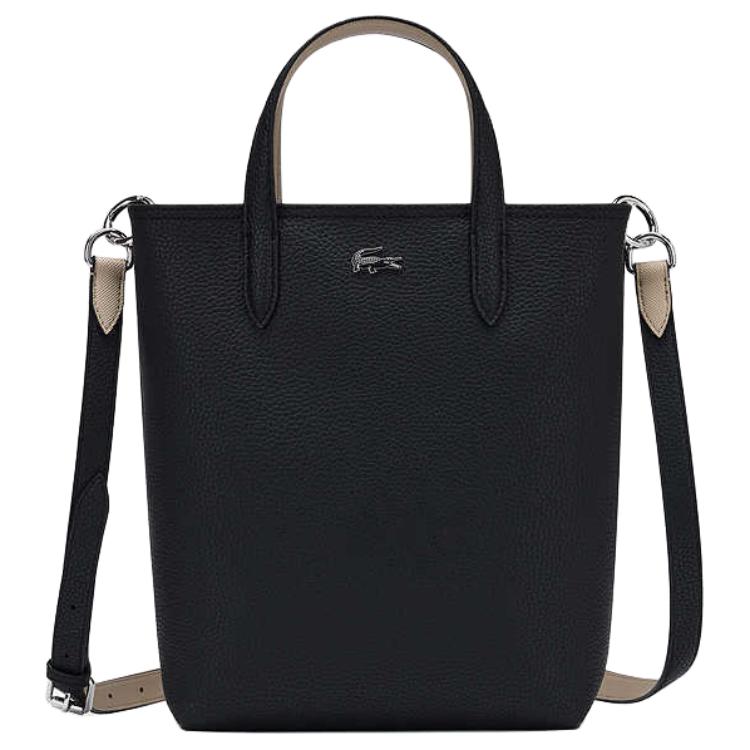 Lacoste Classic Crocodile Logo Tote Bag Women Tote Bag Black Beige NF4929AA-A91