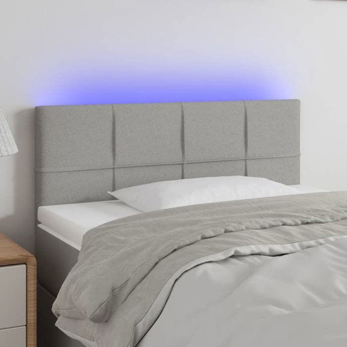 VidaXL Tête de Lit à LED Meuble de Chambre à Coucher Accessoire de Lit Simple Tête de Cadre de Lit Intérieur Gris Clair 3121594