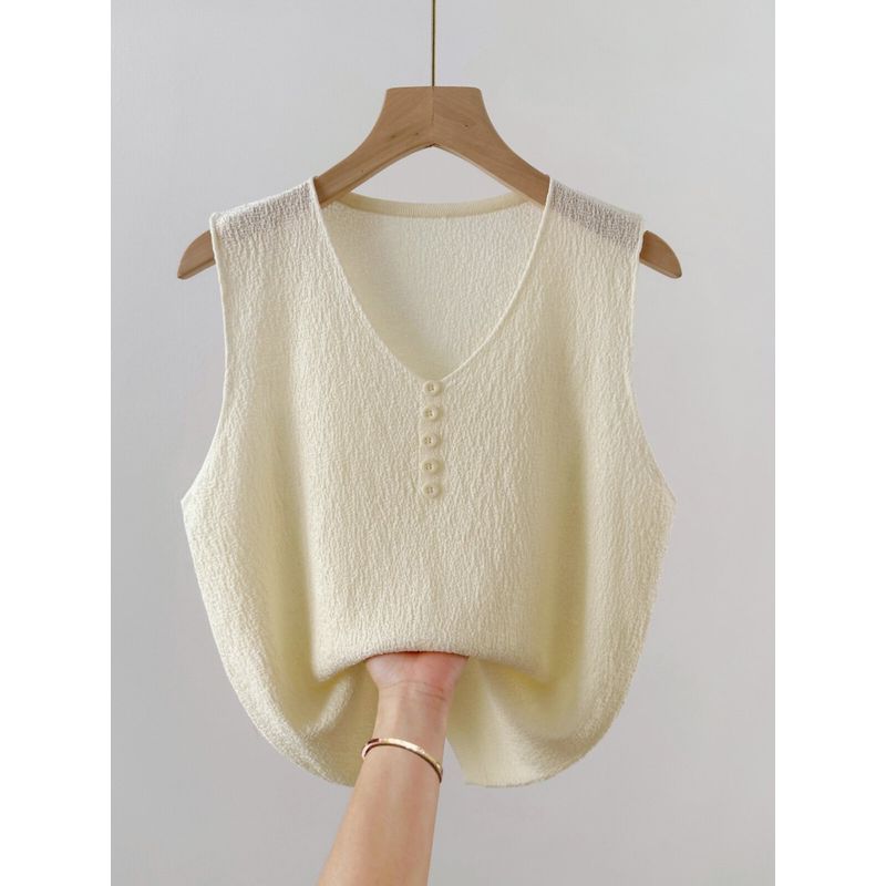 Plus Size Women's Ice Silk Thread Button Camisole