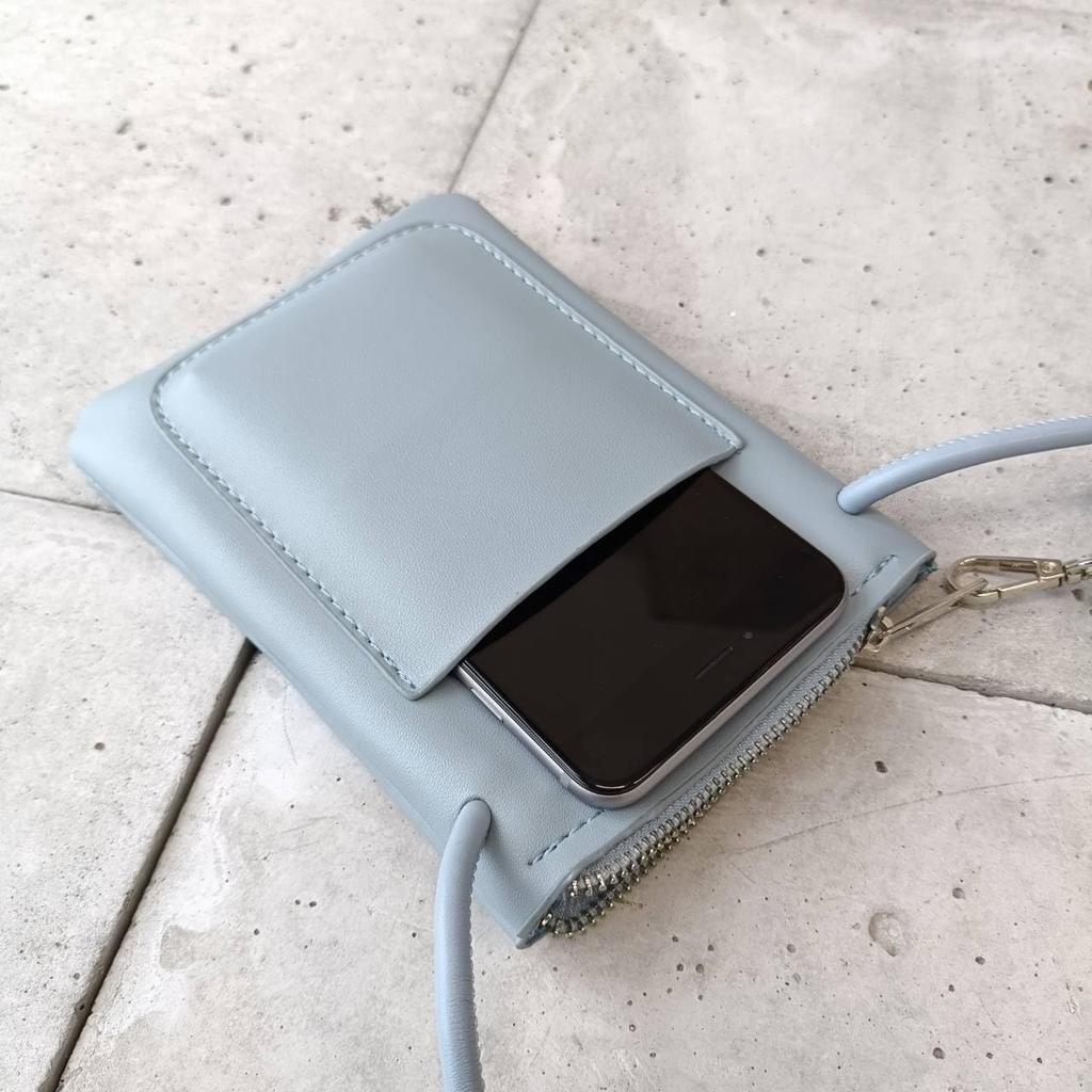 [mauve] Simple, lightweight mini shoulder bag with coin purse (unisex) (beige)