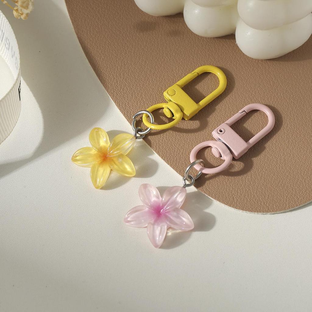 Colorful Translucent Small Flower Heart Keychain Pendant Decoration