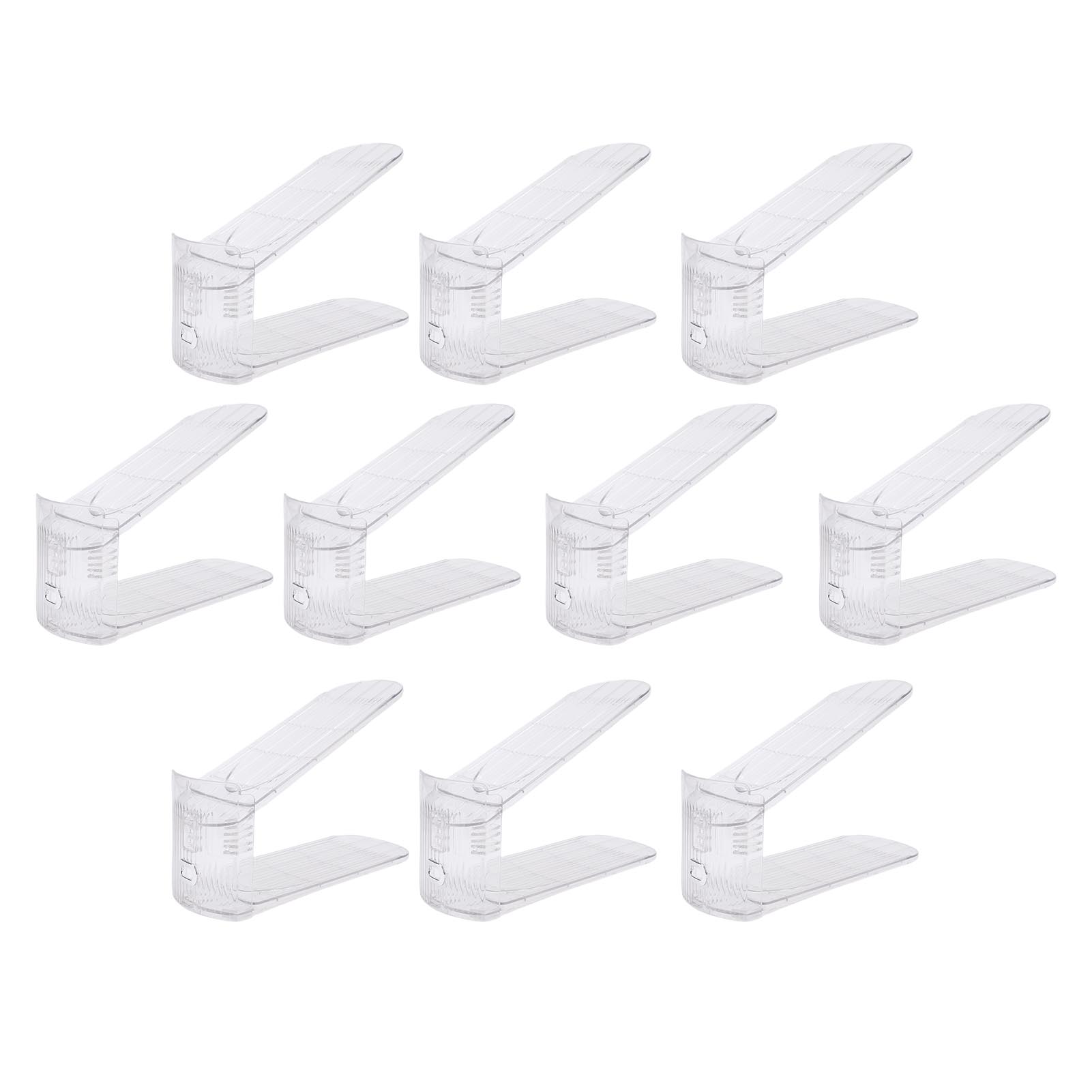 

10 Pcs Shoe Slots Organizer Adjustable Transparent Double Layer Stack Shoe Rack for Home Dormitory Transparent White прозрачный белый