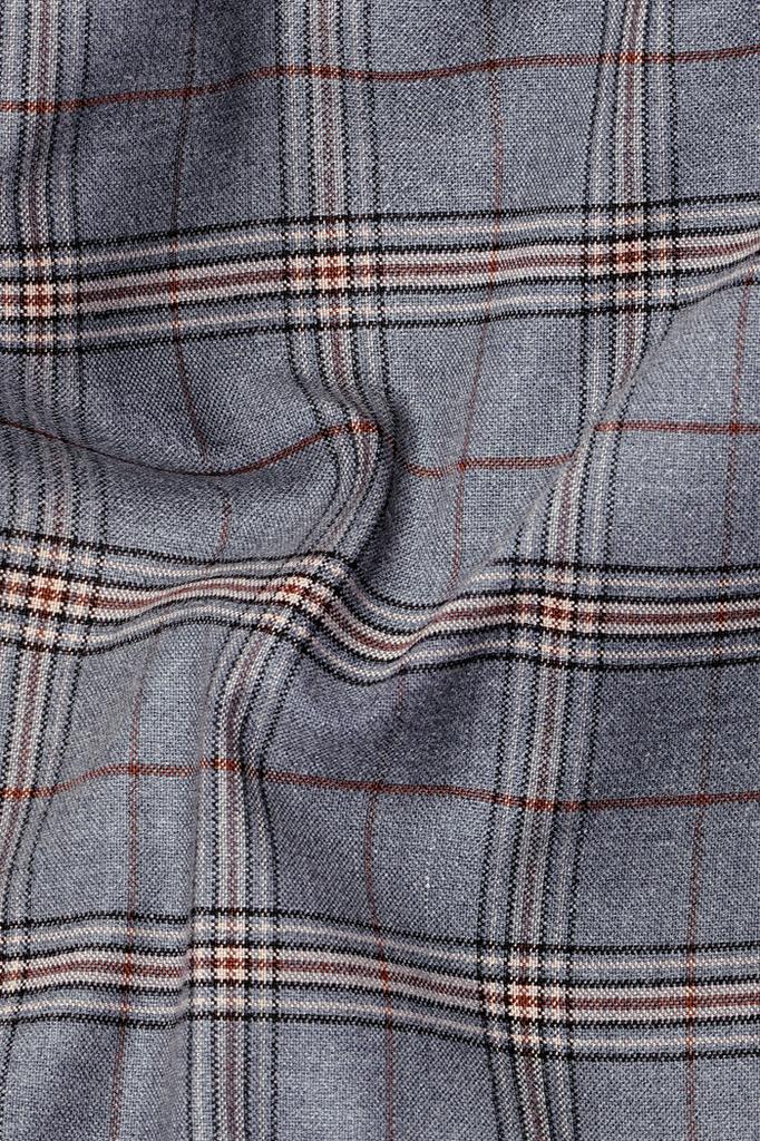 Chicago Gray Super fine Plaid Double Breasted Wool Rich Blazer