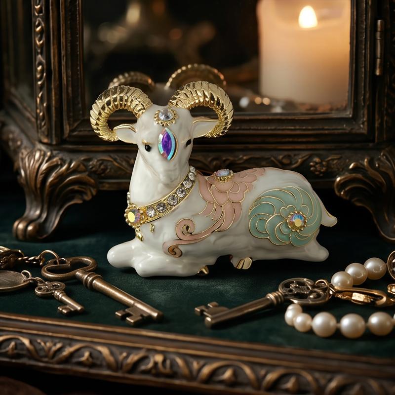 Shiny Sheep Goat Animal Brooch Rhinestone Pearl Decor Lapel Pin Elegant Women Jewelry for Coat Dress Bag Daily Decoration