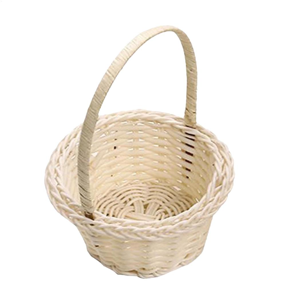 Mini Woven Flower Basket Plastic Rattan Woven Basket for Wedding Aesthetic Photography Props Decorative Container for Home Decor