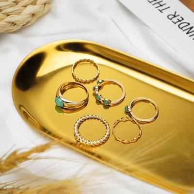 2024 6 Rings / Set Light Green Gem Gift Ring Set Open Fashion Gift Party Women's Ring