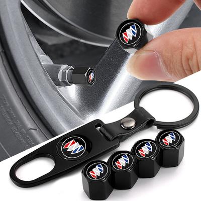Fashion Car Tire Valve Caps with Car Badge Keyring Keychain Set For Enclave Regal Lacrosse Encore Excelle Envision Car Accessories
