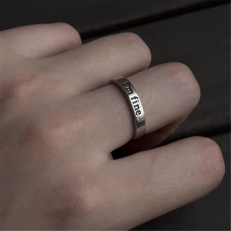 Mir geht es gut, rette mich Mode Einfache Ringe für Männer und Frauen Inspirierendes Accessoire Handgefertigter Gravierter Legierungs Schmuck