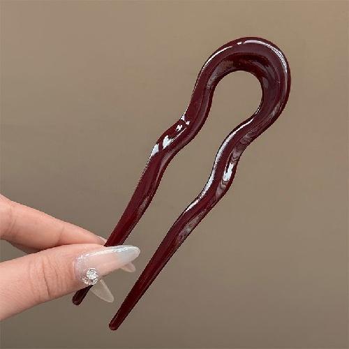 U-shaped Acetic Acid Hairpin Simple Beads Hair Stick Women Girls Colored U-Shaped Irregular Hairpin Jewelry Styling  Accessories