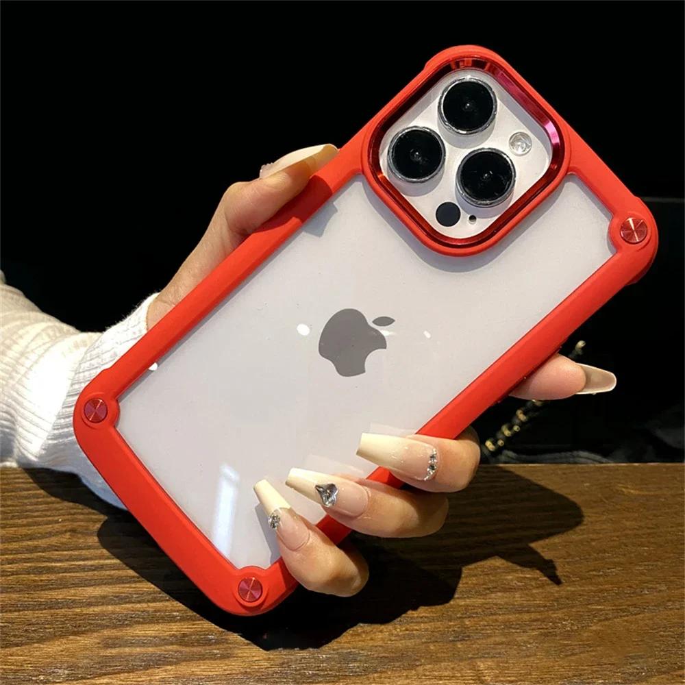 

Hybrid Bumper Shockproof Armor Transparent Phone Case For iPhone 15 16 14 13 12 11 Pro Max Plus Clear PC Frame Protective Cover For iPhone 16