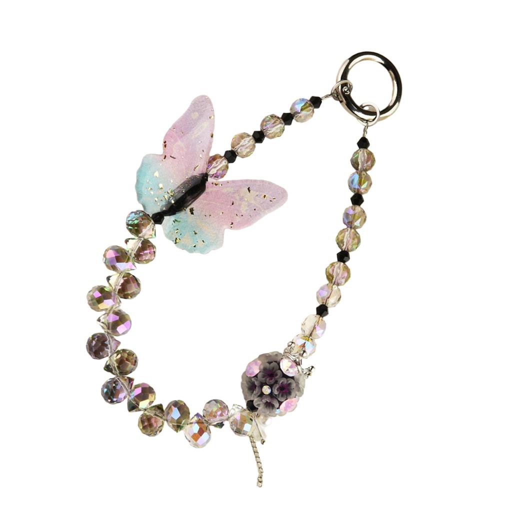 Elegant Butterfly Phone Chain Contemporary Beaded Butterfly Phone Chain Strap Accessory For Style Enthusiasts