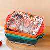 Ceramic Double Ear Baking Plate Restaurant Home Cute Cartoon Bakeware Animals Rice Vegetable Rectangular Dish Kitchen Tableware