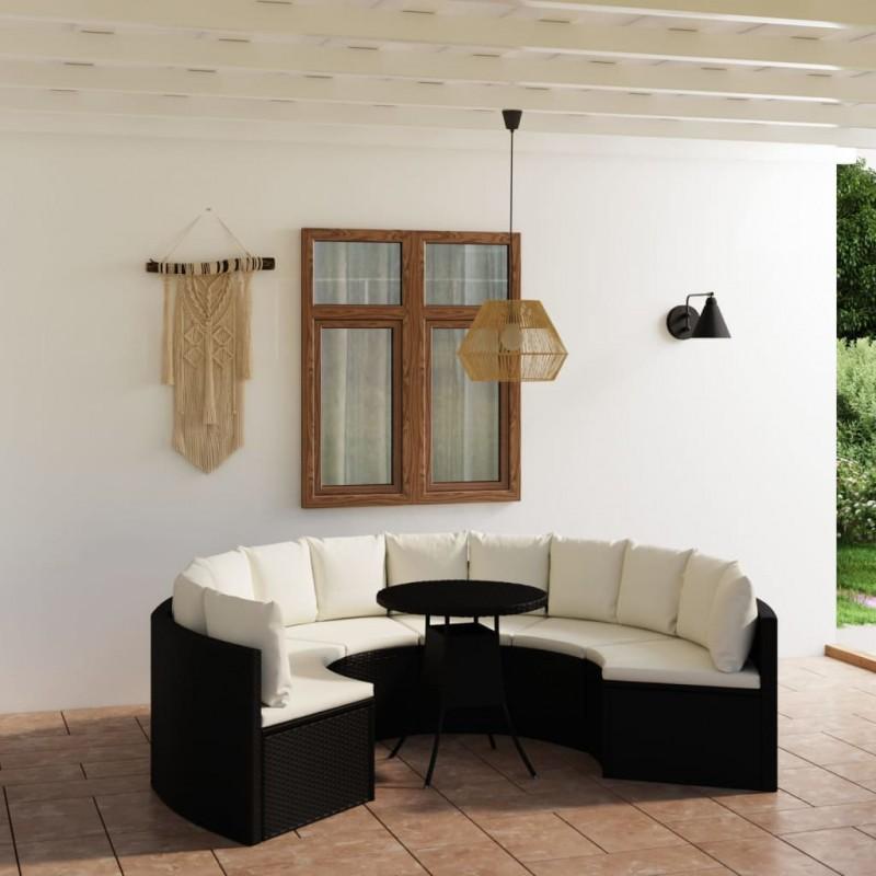 Day and Night - Day and Night 7-piece Garden Sofa Set and Black Synthetic Rattan Cushions