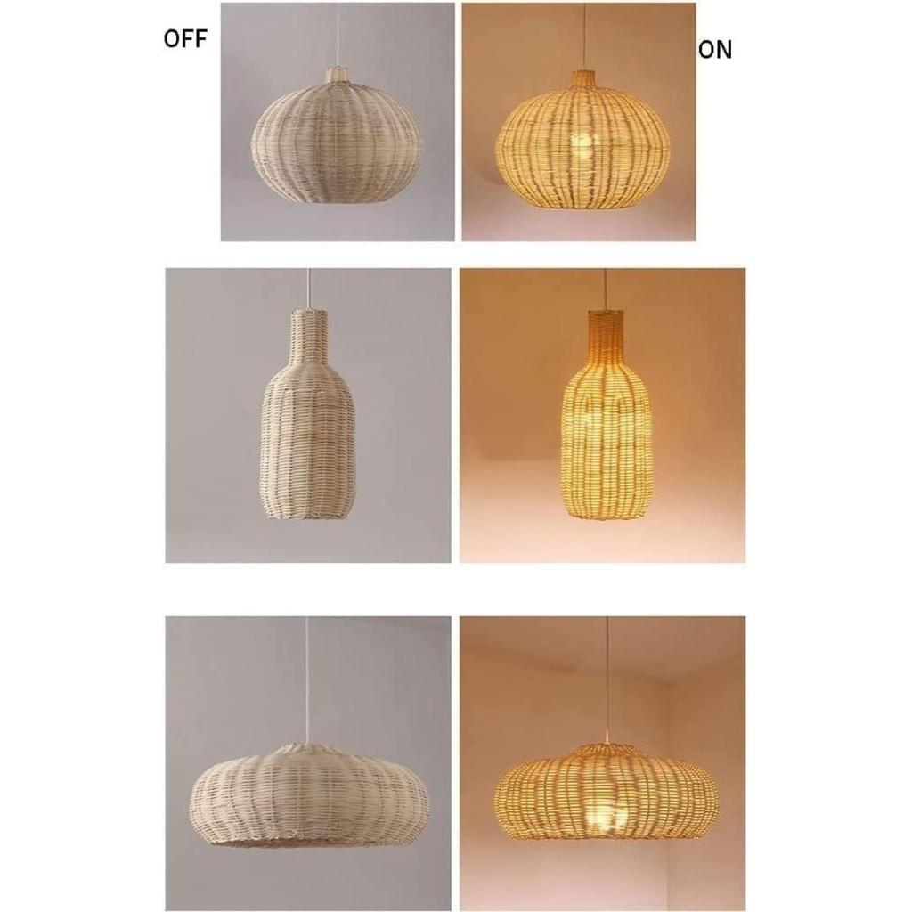 JOYINLED Modern Rattan Chandelier, Southeast Asian Style Hand Woven Bamboo Pendant Light Kitchen Island Dining Room Living Room