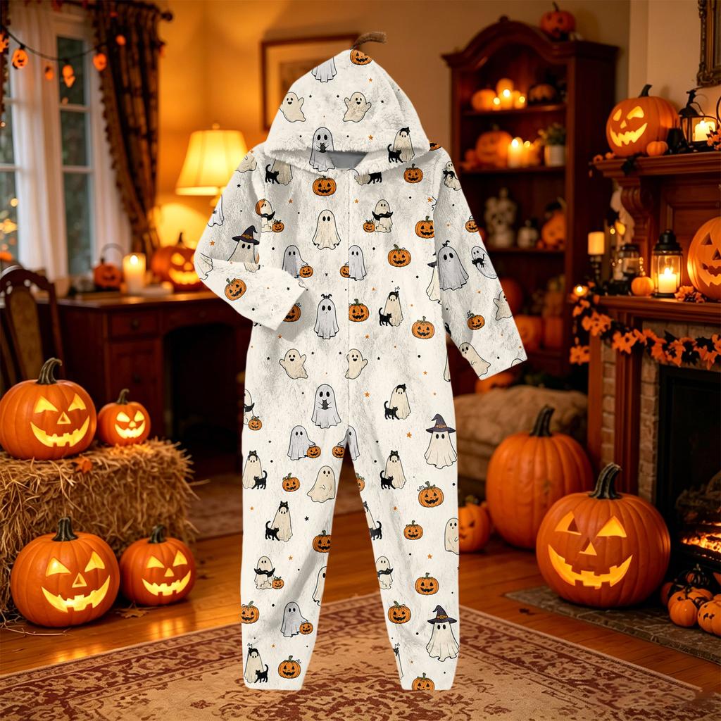 Women's Halloween Flannel Loungewear Jumpsuit