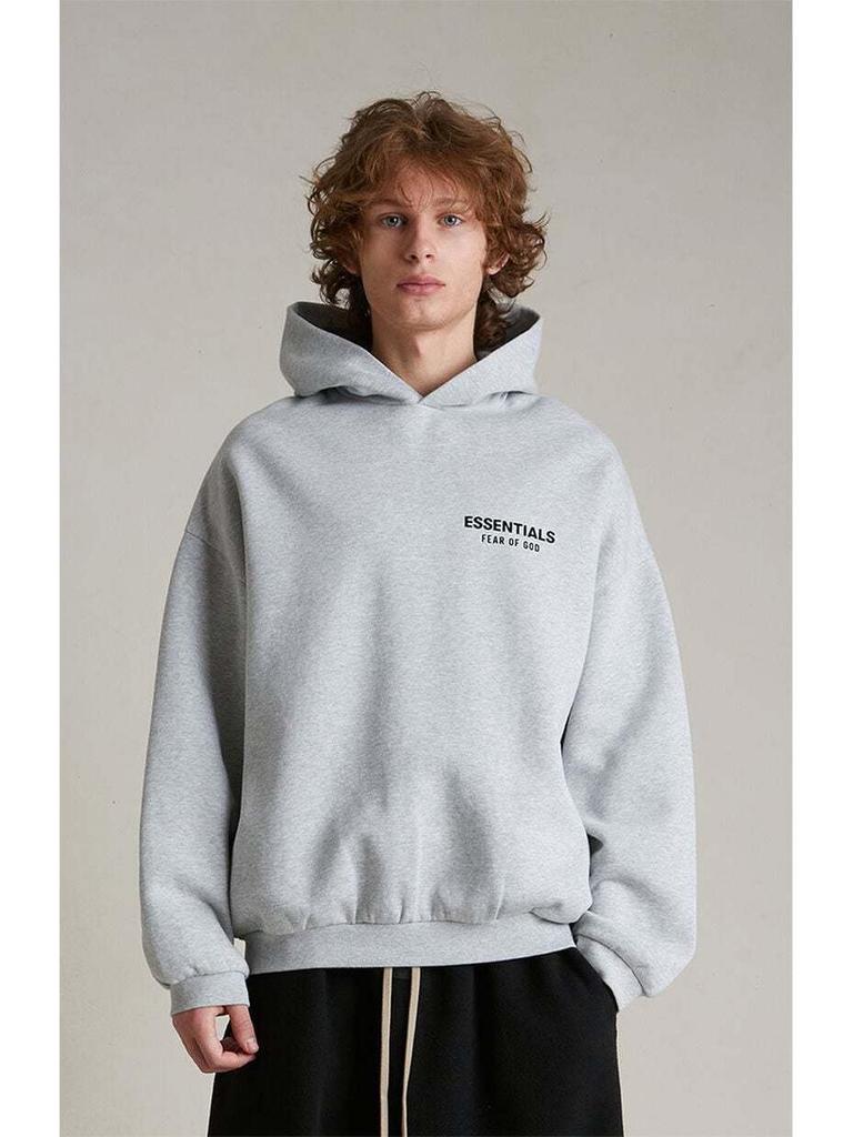 Trendy "ESSENTIALS" Printed Hooded Sweatshirt 25SS 24FW