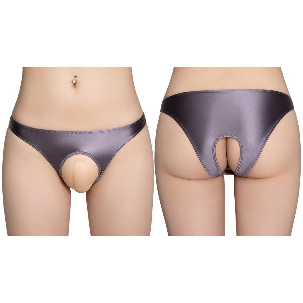 Damen Glatte Offene Schritt-Slips Niedrige Schrittpartie Ohne Schritt Unterhosen Dessous