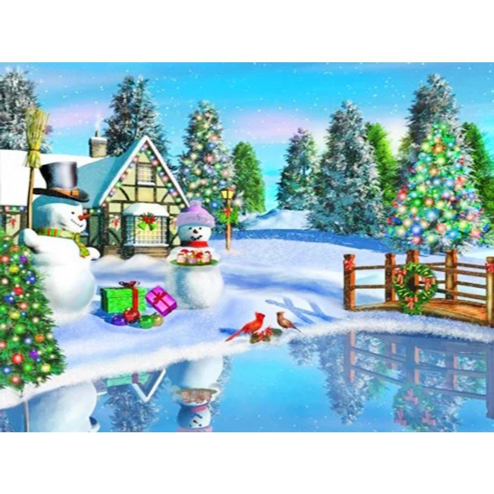 Pittura diamante arte trapano completo pupazzo di neve albero di Natale pittura diamante fatto a mano giorno nevoso fai da te diamante mosaico pittura decorazione della casa regalo di Natale